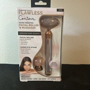 Finishing Touch Flawless Contour Vibrating Facial Roller & Massager, Rose Quartz